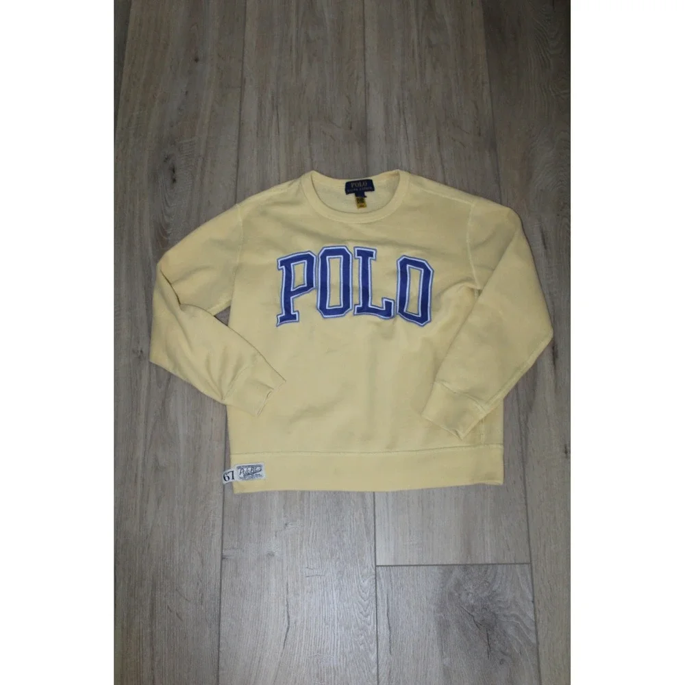 Polo Ralph Lauren Kids Yellow Varsity Logo Crewneck Sweatshirt Medium 10-12